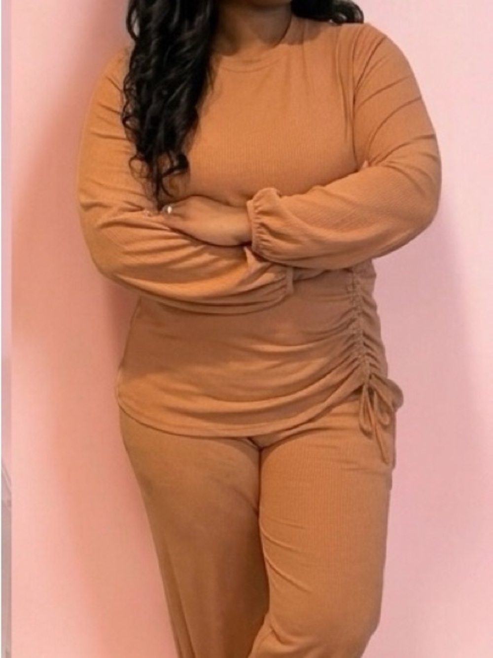 Everyday Ribbed Lounge Set - Camel - Picture 3 of 3